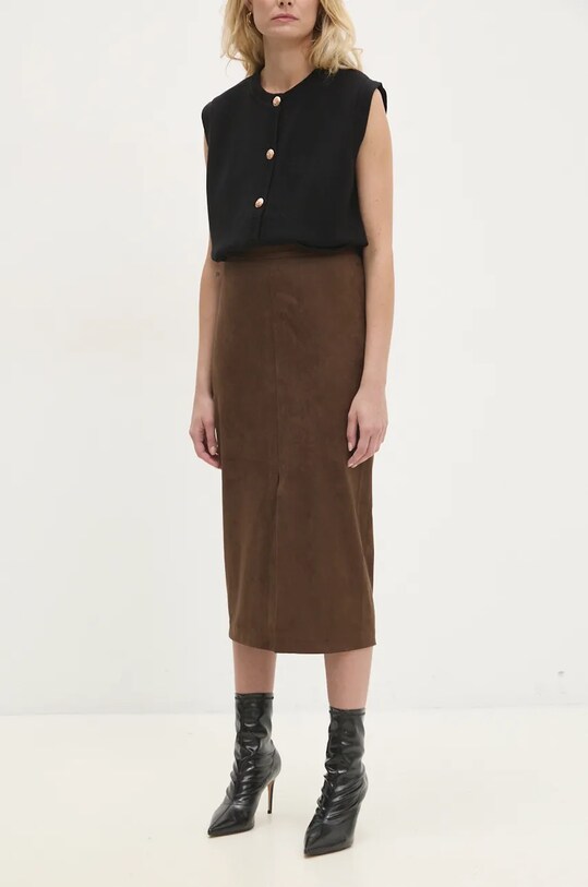 Sukňa Answear.LAB látka hnedá 2822.ilk