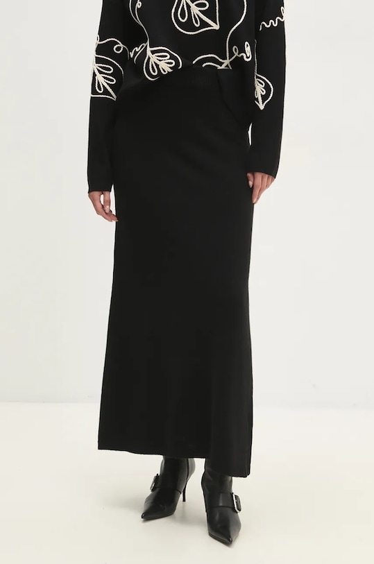 Answear Lab fustă de lână uni negru 9656.IKK