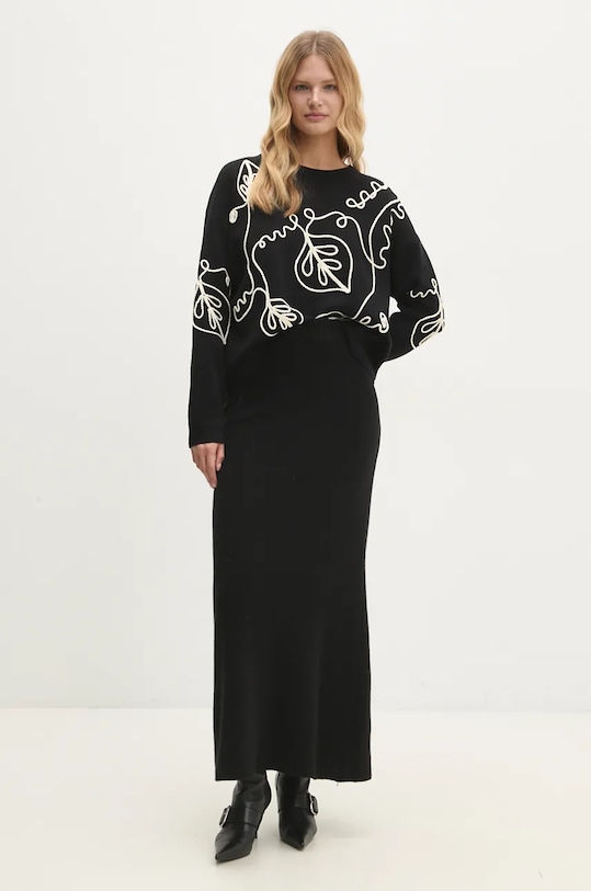 Answear Lab fustă de lână 9656.IKK negru WZ24