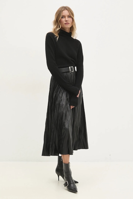 Suknja Answear.LAB bez uzorka crna A22626.hos