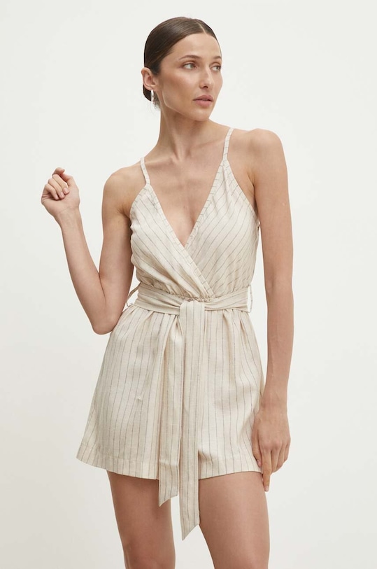 Answear Lab kombinezon z lnem casual beżowy 94676.ijs