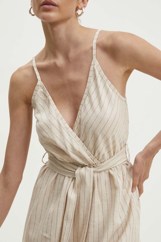 Answear Lab kombinezon z lnem 94676.ijs beżowy