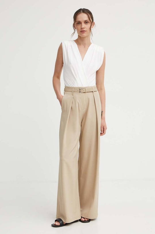 Answear Lab spodnie z wełną P950.HWK beżowy WZ24