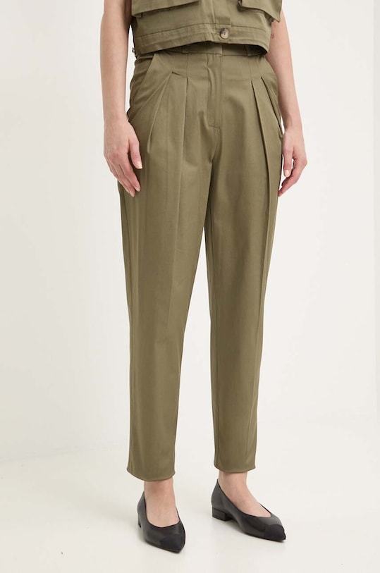 Answear Lab pantaloni de bumbac drept verde 31112.TWK