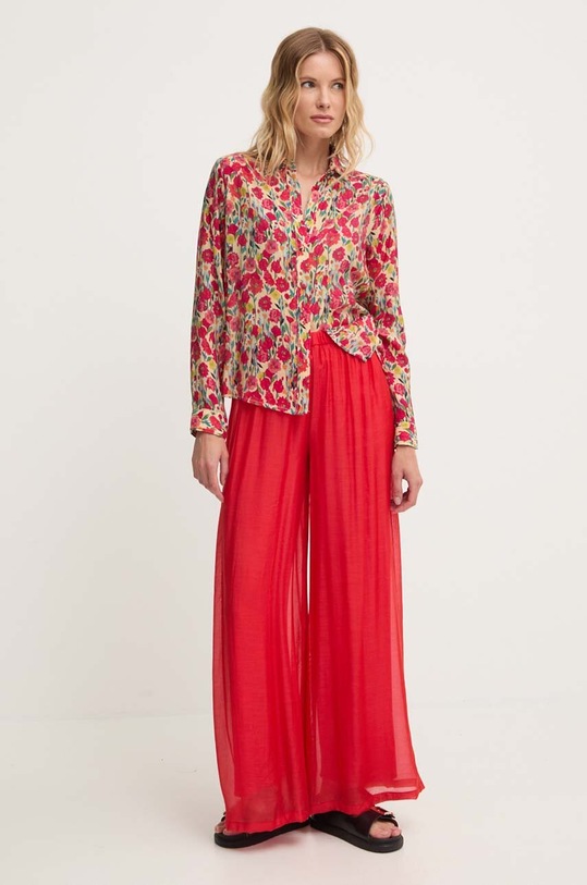 Answear Lab pantaloni din in t668.ijs rosu WZ24