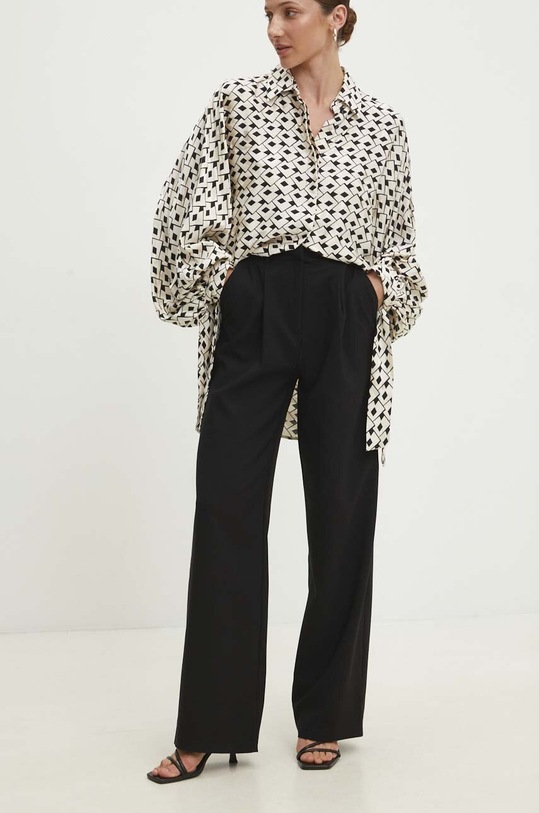 Answear Lab pantaloni de bumbac drept negru 1355.tjs.