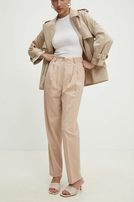 Answear Lab pantaloni drept bej 1319.tjs