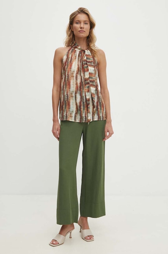 Answear Lab pantaloni din in v15334.ims verde WZ24