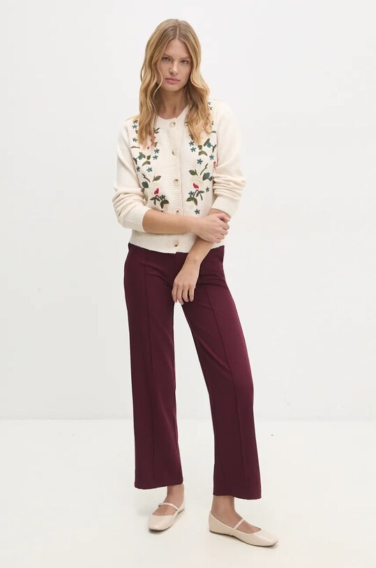 Kalhoty Answear.LAB 4652P.fos burgundské WZ24