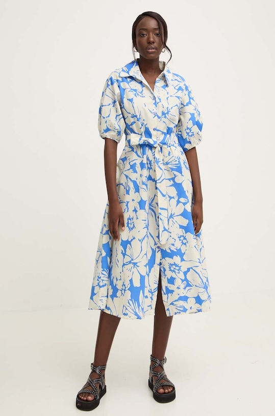 Answear Lab rochie din bumbac cu guler albastru sng11.TWK