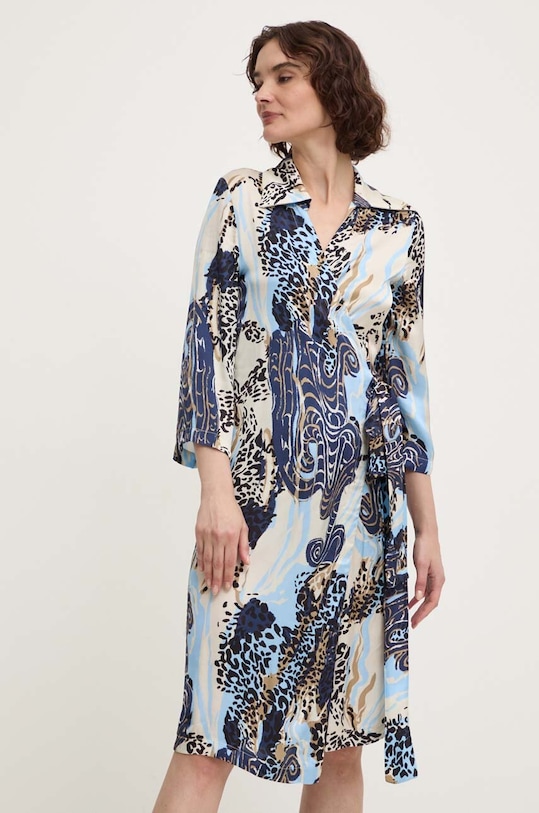 Answear Lab rochie cu guler albastru 95521.iw