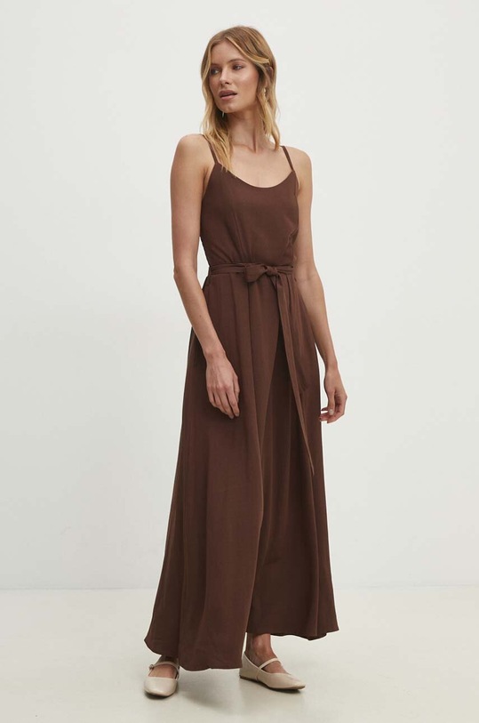 Answear Lab sukienka z lnem d855.ijs brązowy WZ24