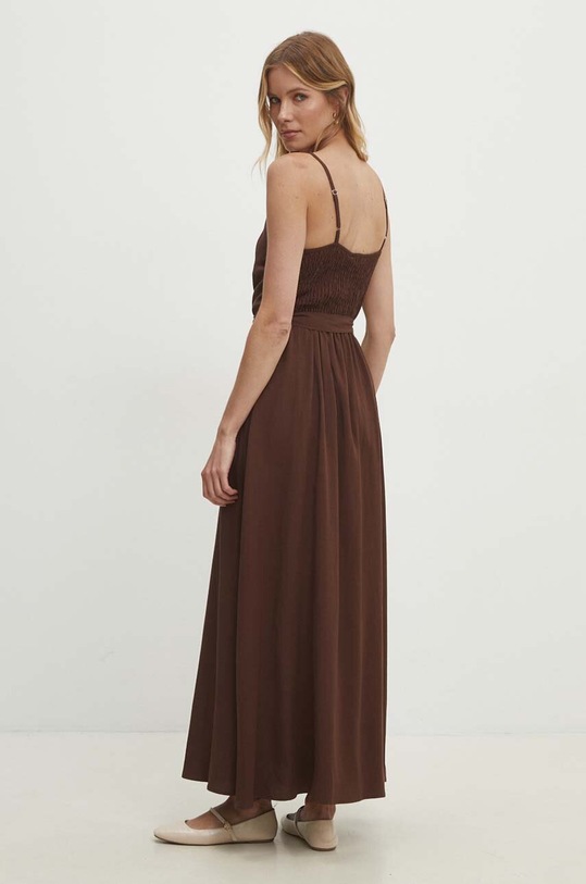 Odzież Answear Lab sukienka z lnem d855.ijs brązowy