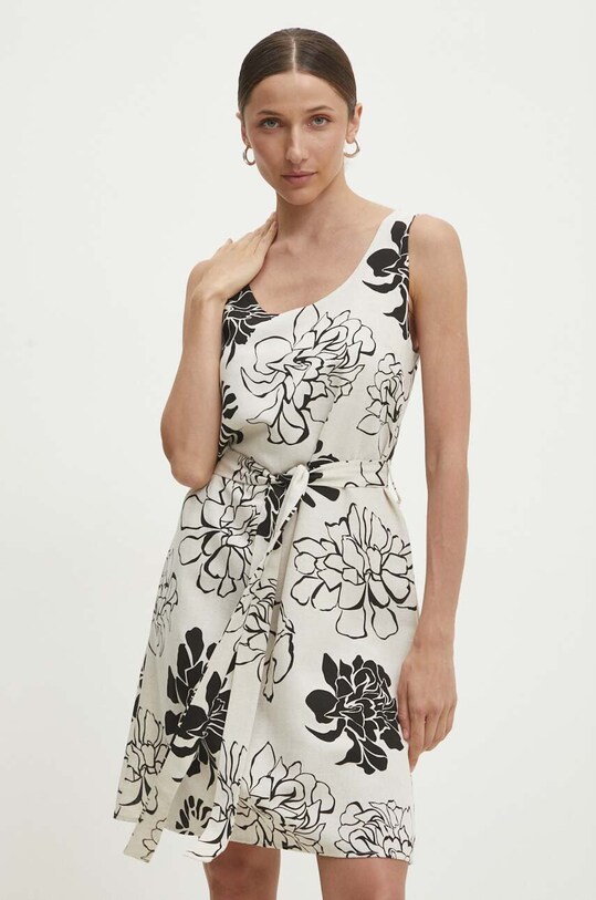 Answear Lab rochie din in mini bej 2405.TMS