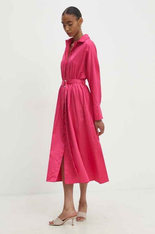 Bavlněné šaty Answear.LAB midi růžová SNG19.TKK