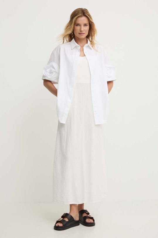 Answear Lab rochie din in alb LD1019.HMS