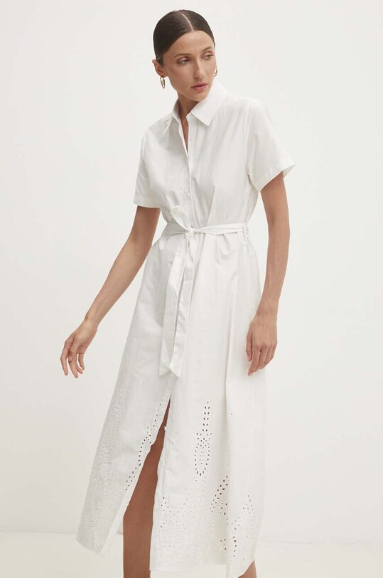 Answear Lab rochie din bumbac 4470.ijs alb WZ24