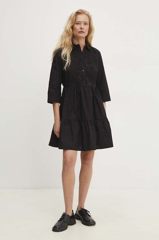 Βαμβακερό φόρεμα Answear.LAB 1508.TMS μαύρο WZ24