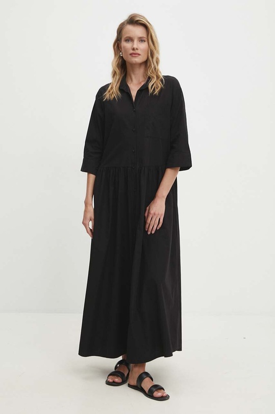 Answear Lab rochie din bumbac fixat negru 1575.TMS