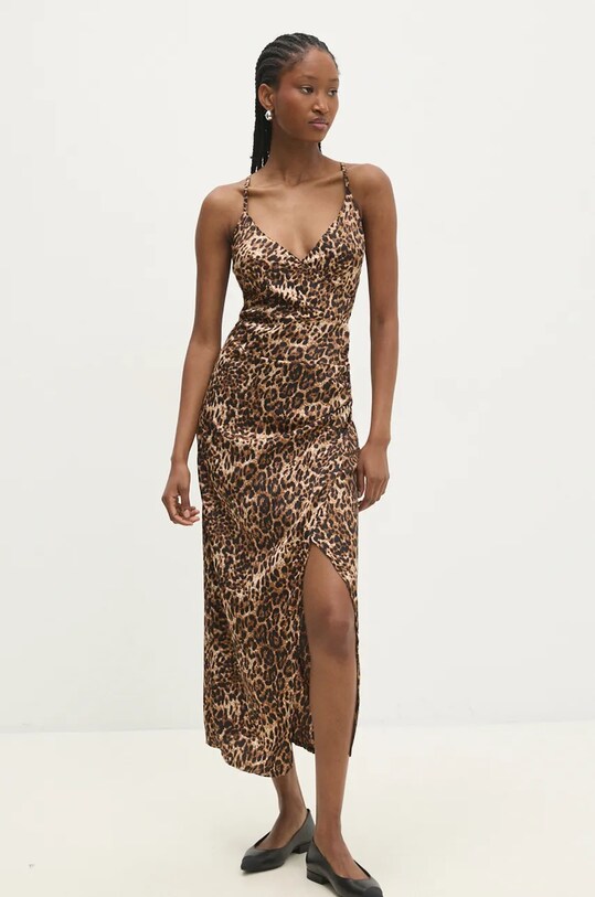 Answear Lab rochie midi maro a241210.fjs