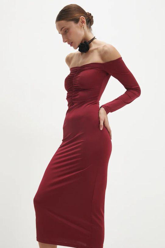 Answear Lab rochie midi burgundia 111313.tos