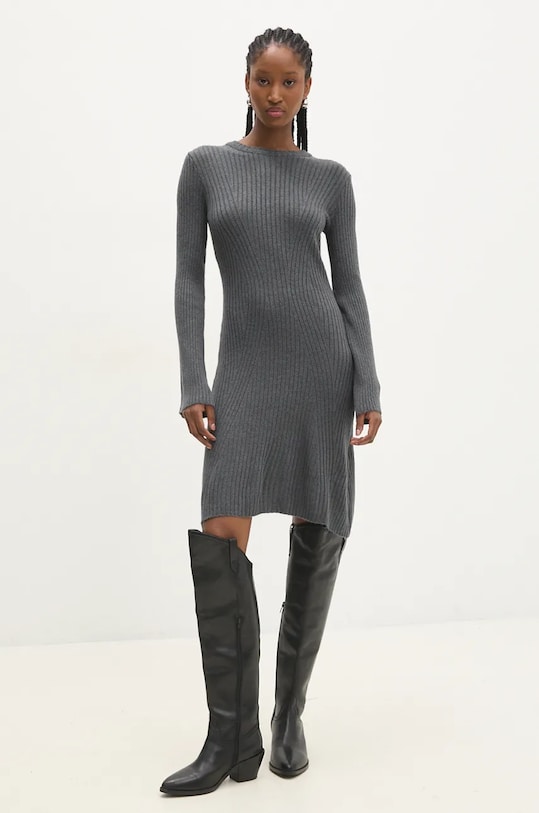 Šaty Answear.LAB pletenina sivá 231046.tos