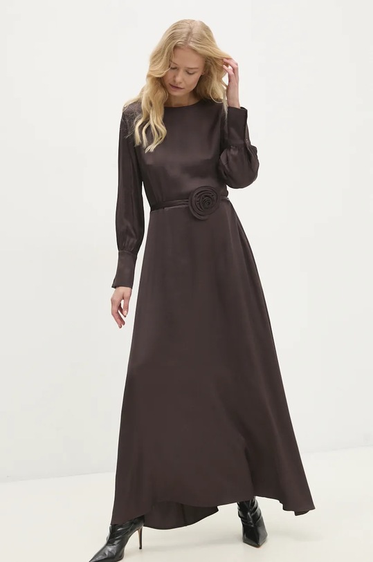 Answear.LAB sukienka brązowy ed020368.ilk