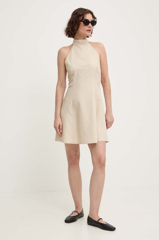 Ľanové šaty Answear.LAB 92213.IKK béžová WZ24