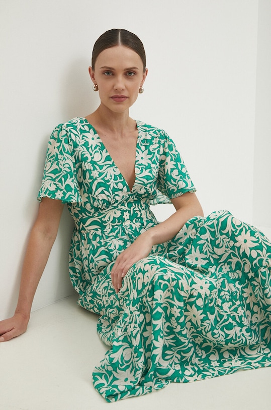 Answear Lab sukienka rozkloszowany zielony R3750.HMS