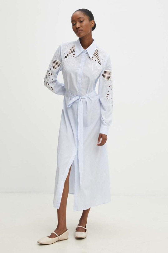 Bavlněné šaty Answear.LAB midi modrá 4292561.wms