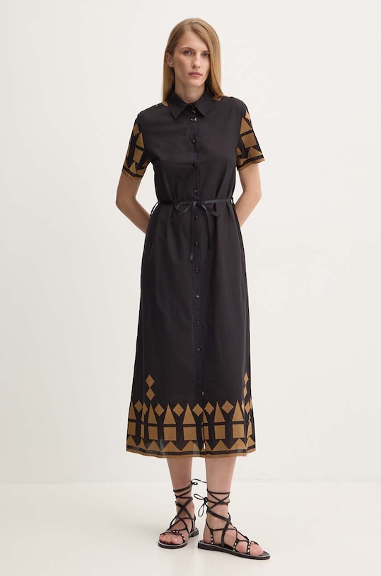 Bavlněné šaty Answear.LAB midi černá 2807.IKK