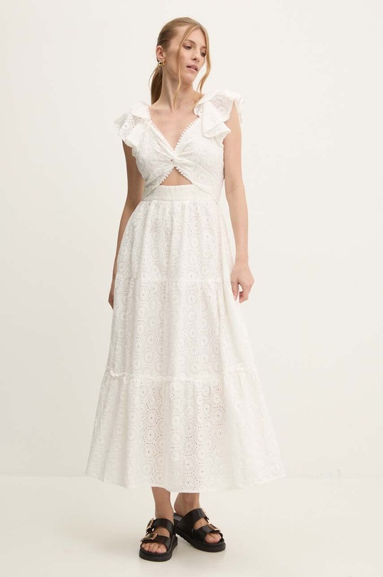 Answear Lab rochie din bumbac maxi alb r110.IKK