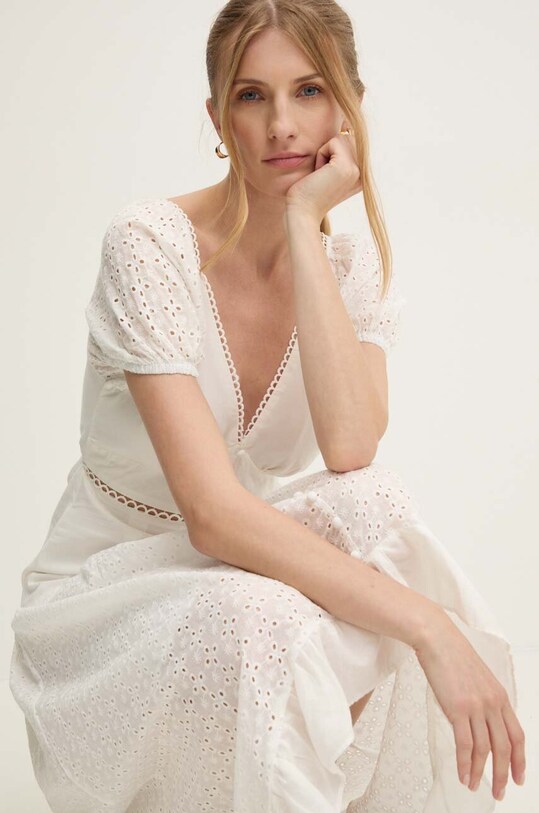 Pamučna haljina Answear.LAB rd0002.IKK bijela WZ24