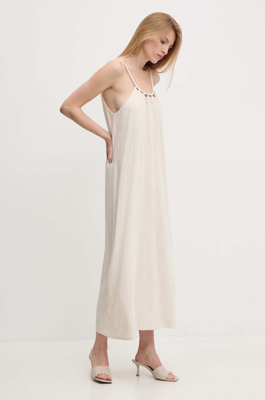 Answear Lab rochie din in midi bej 5110.IKK