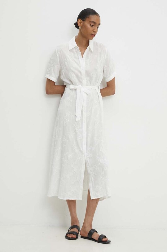 Answear Lab rochie din in fixat alb w8617.ims