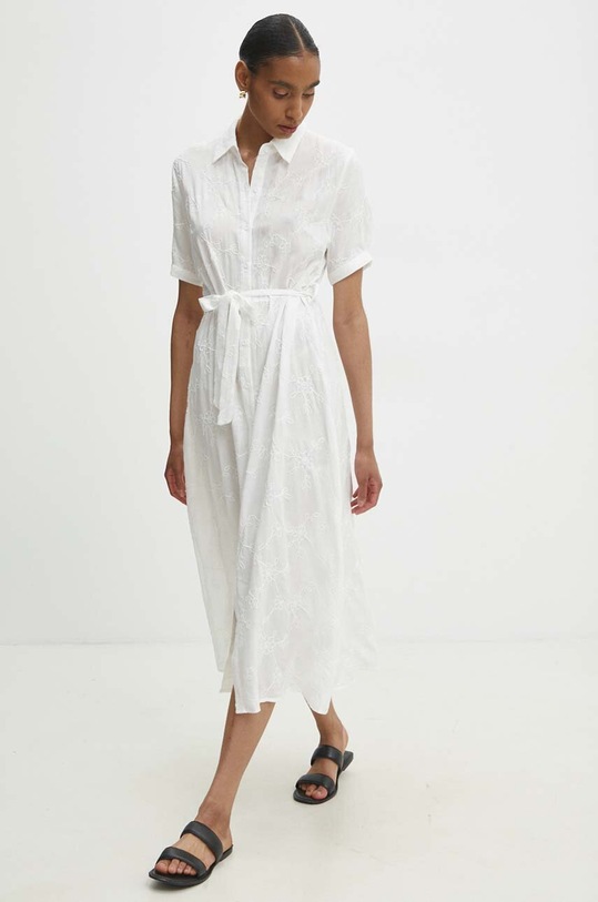 Answear Lab rochie din in w8617.ims alb WZ24