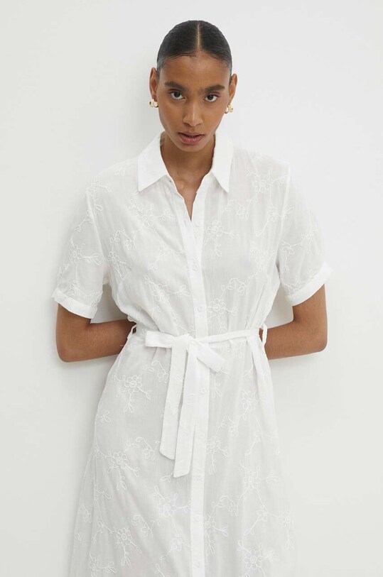 Answear Lab rochie din in alb w8617.ims