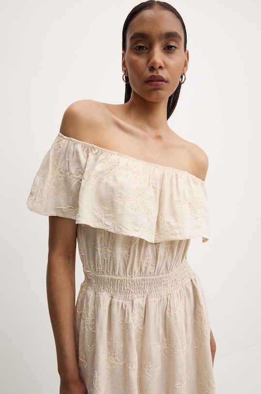 Answear.LAB sukienka z lnem 8610.ims beżowy