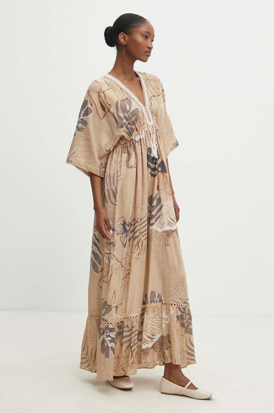 Pamučna haljina Answear.LAB casual bež NL245957.ums