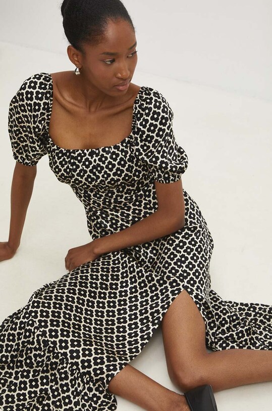 Answear Lab rochie midi negru 7017..TMS