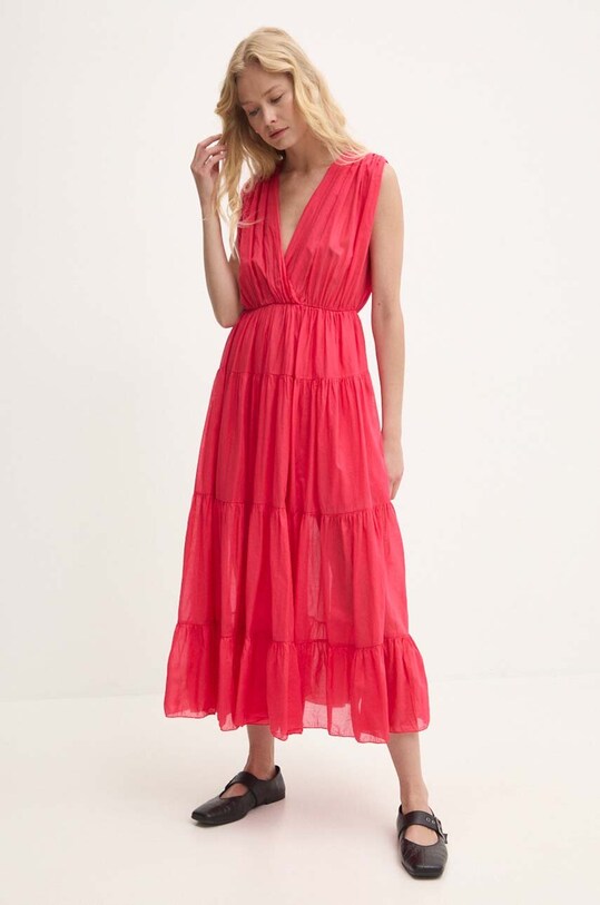 Answear Lab rochie din bumbac forma V rosu 2806.iw