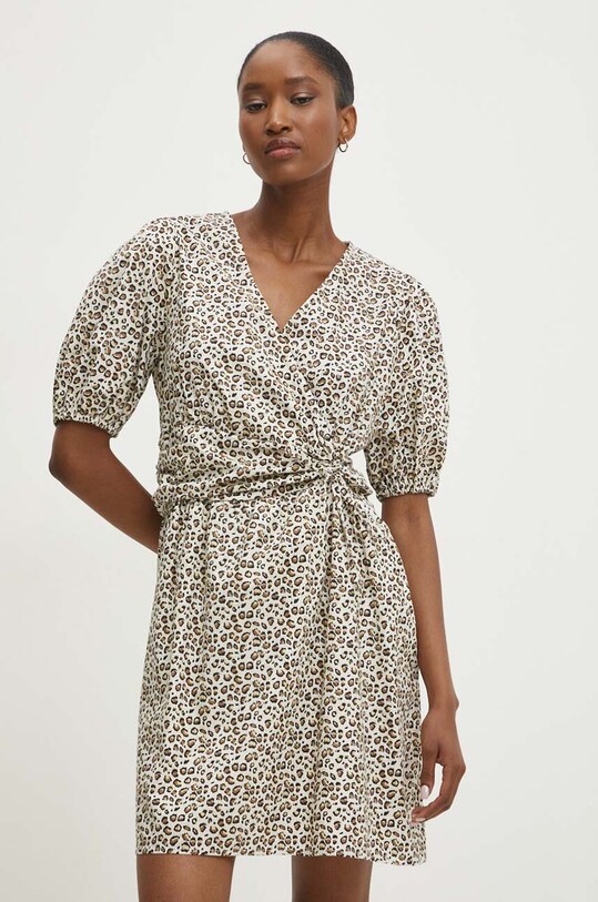 Answear Lab rochie din bumbac mini bej m502187.fh