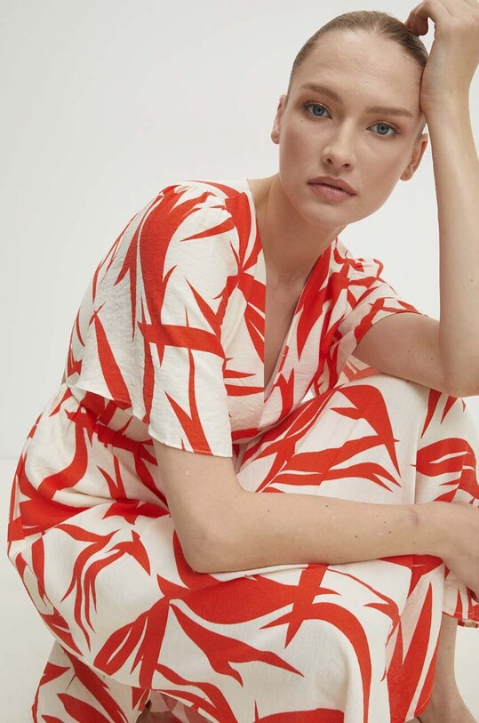 Answear Lab vestito di lino maxi arancione mj29021.fms