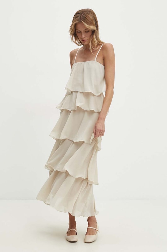 Answear.LAB sukienka rozkloszowany beżowy 20048.ims