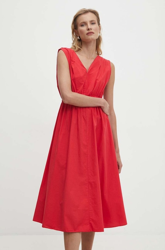 Pamučna haljina Answear.LAB bez uzorka crvena 32295.ims