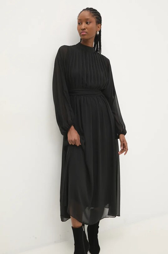 Šaty Answear.LAB látka čierna sng.sud09s.tjs