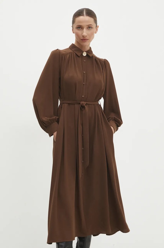 Šaty Answear.LAB midi hnědá 23138yr.FKK