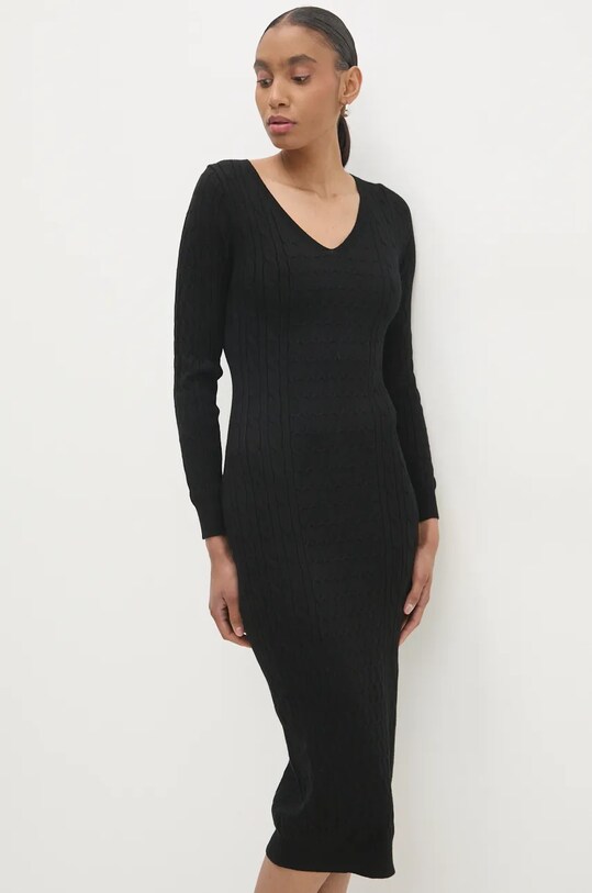 Šaty Answear.LAB pletenina čierna mc9016.flk