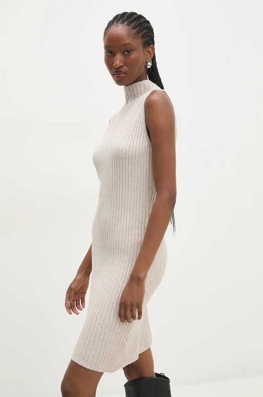 Answear Lab rochie și cardigan W01026.hos bej WZ24