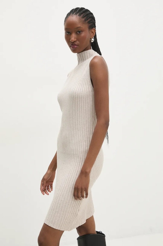 Šaty a kardigan Answear.LAB W01026.hos béžová WZ24